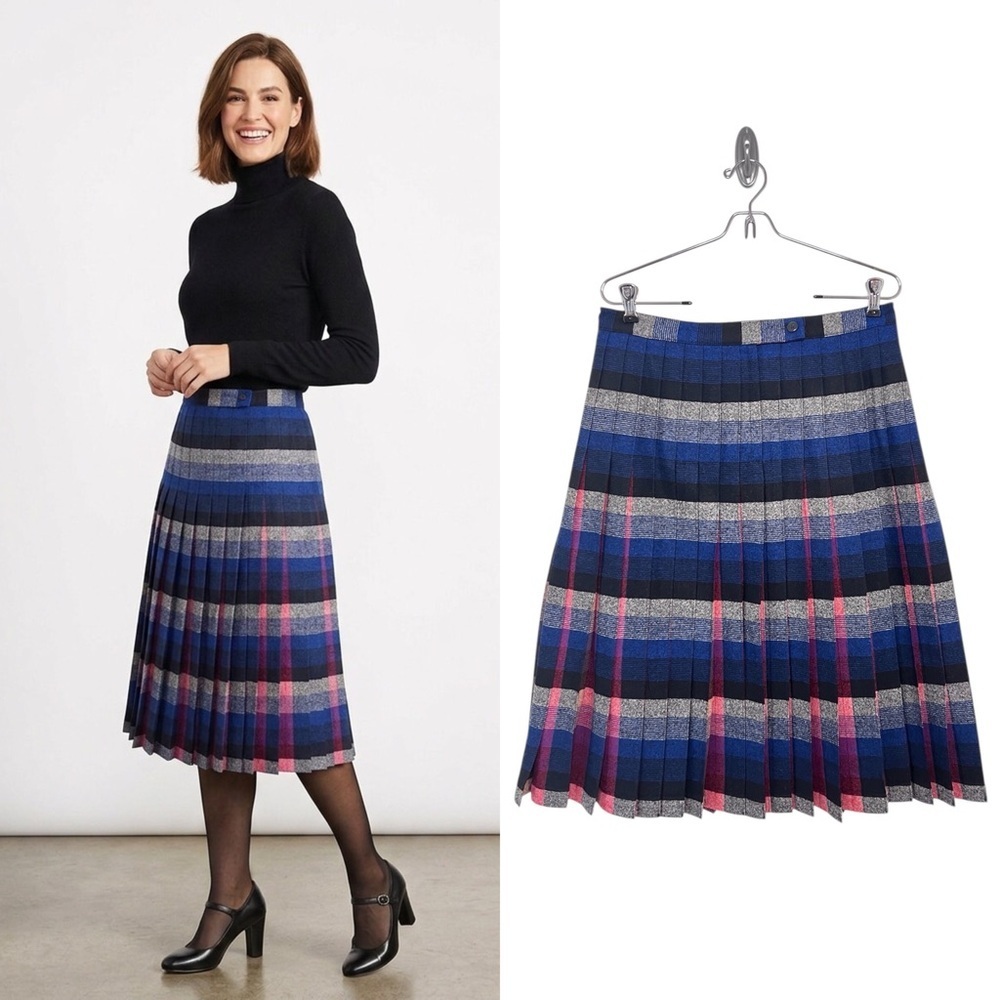 Pendelton Reversible Pleated Tartan Plaid Midi Wool Skirt 1950s Turnabout NWT - Picture 4 of 16